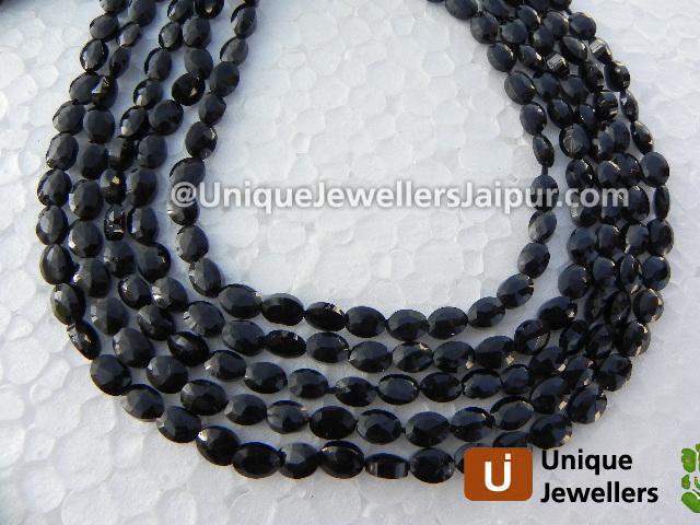 Black Spinel Faceted Oval Beads